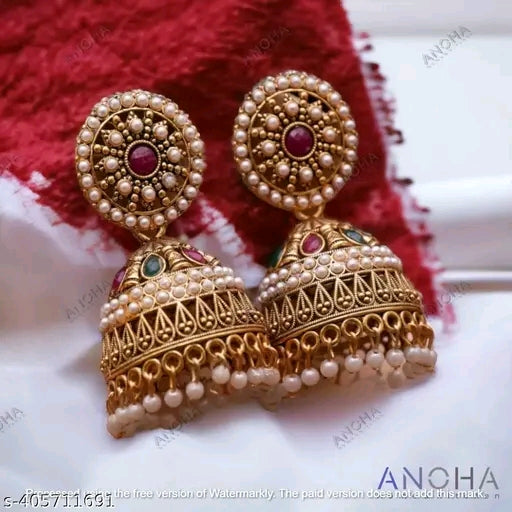 Traditional Ethnic Gold Platted Oxidised Jhumka Earring