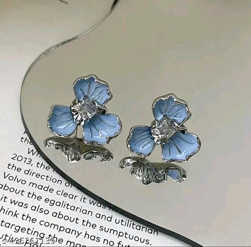 Blue Flower Petal Korean Style Earring