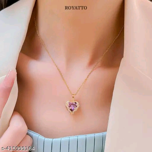 Luxury Style Ocean Love Heart Crystal Stone Pendant with Chain