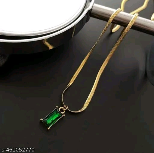 Gold Plated Cubic Zirconia Pendant Chain