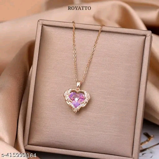 Luxury Style Ocean Love Heart Crystal Stone Pendant with Chain