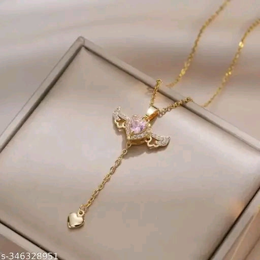 Ross Gold Love Heart Moving Angel Wing Pendant