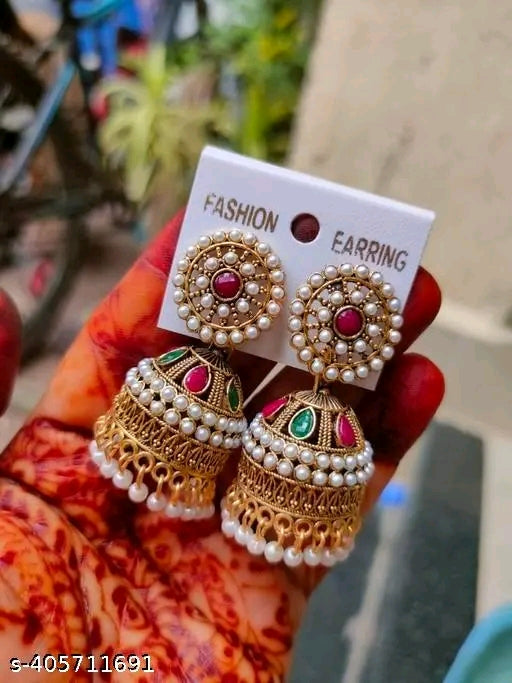 Traditional Ethnic Gold Platted Oxidised Jhumka Earring