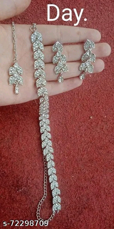 Rhodium Plated White Austrian Diamonds Jewellery Set
