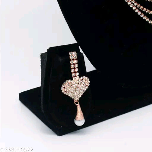 Multi-Layer Rose Gold Heart Shape Jewellery Necklace & Earrings