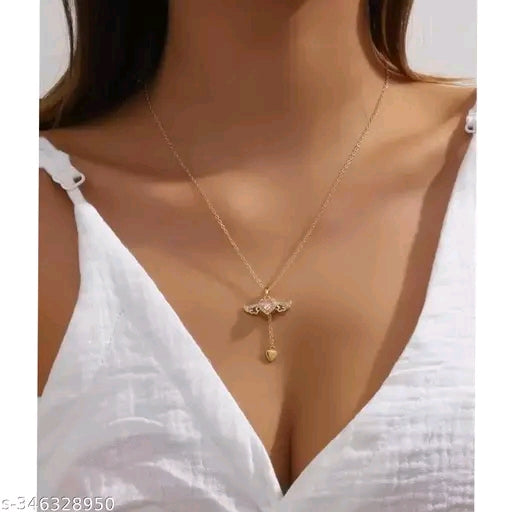 Ross Gold Love Heart Moving Angel Wing Pendant