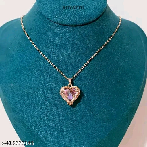 Luxury Style Ocean Love Heart Crystal Stone Pendant with Chain