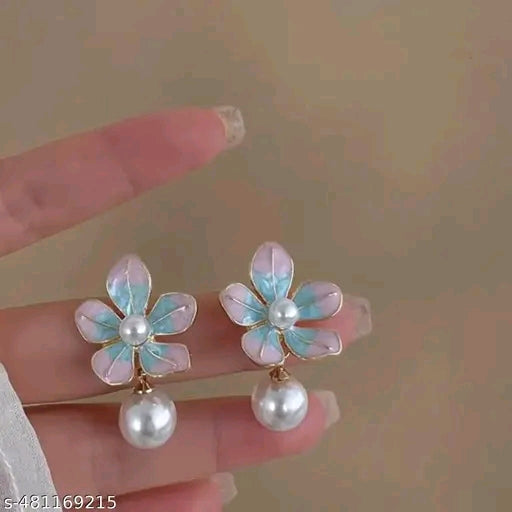 Korean Fashion Colored Enamel Flower Earring