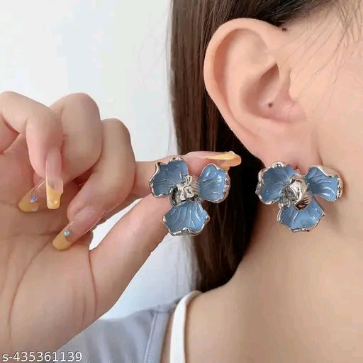 Blue Flower Petal Korean Style Earring