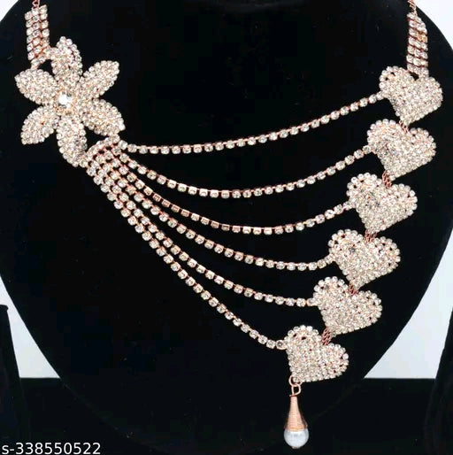 Multi-Layer Rose Gold Heart Shape Jewellery Necklace & Earrings