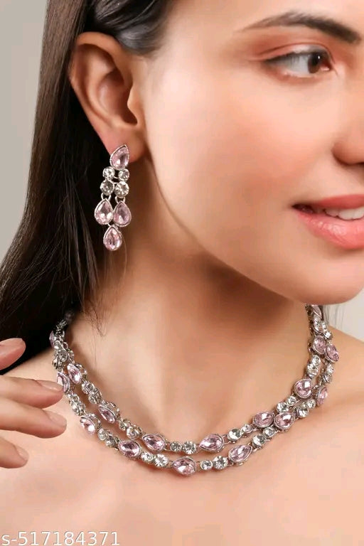 Luxury Two-Layer Silver Plated Bridal Statement Necklace