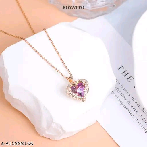 Luxury Style Ocean Love Heart Crystal Stone Pendant with Chain