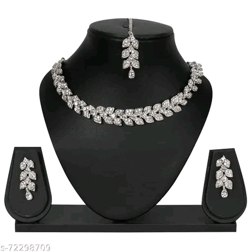 Rhodium Plated White Austrian Diamonds Jewellery Set