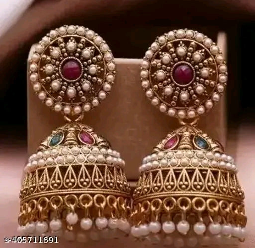 Traditional Ethnic Gold Platted Oxidised Jhumka Earring