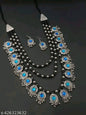 Long Layered German Silver Necklace with Earring Set