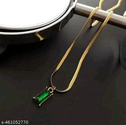 Gold Plated Cubic Zirconia Pendant Chain