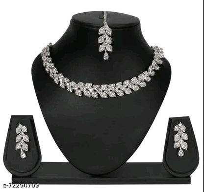 Rhodium Plated White Austrian Diamonds Jewellery Set