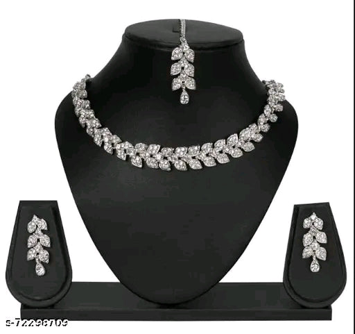 Rhodium Plated White Austrian Diamonds Jewellery Set