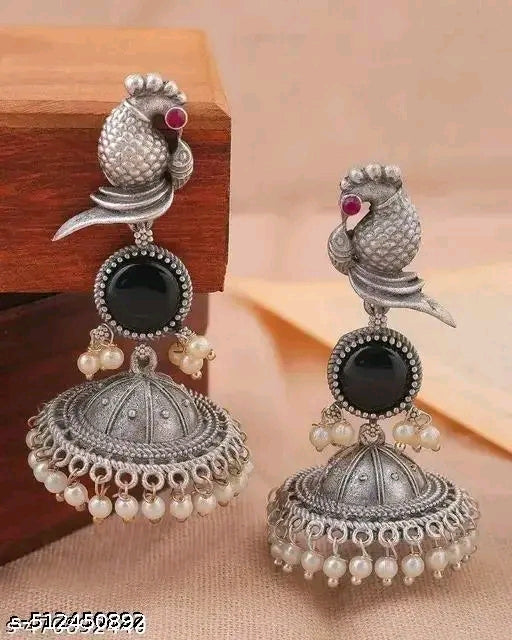 Beautiful Unique Design Oxidised Silver Stud Earring