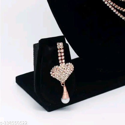 Multi-Layer Rose Gold Heart Shape Jewellery Necklace &amp; Earrings