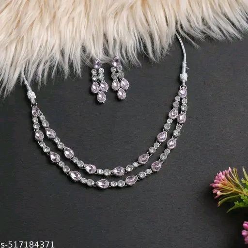 Luxury Two-Layer Silver Plated Bridal Statement Necklace