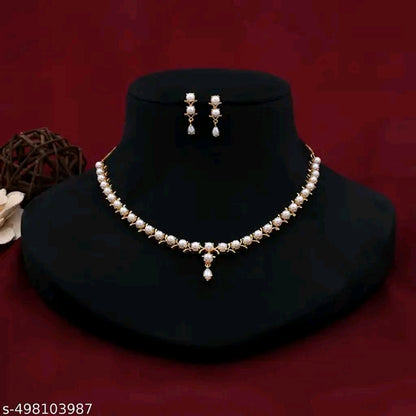Pearl Single Line Necklace Set
