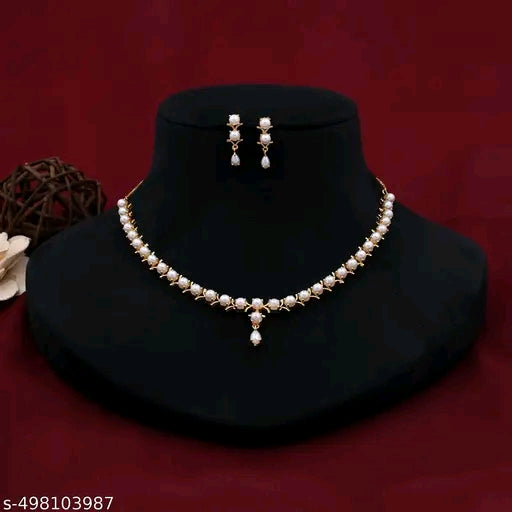 Pearl Single Line Necklace Set