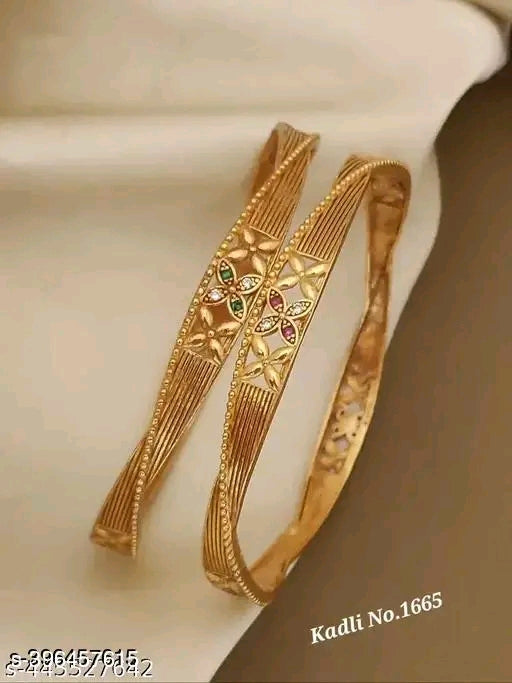 American Diamond Studded Gold Plated Bangles