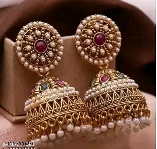 Traditional Ethnic Gold Platted Oxidised Jhumka Earring