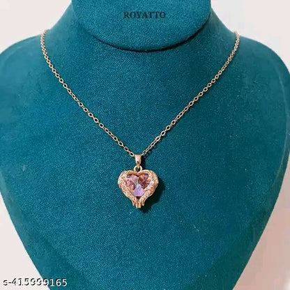 Luxury Style Ocean Love Heart Crystal Stone Pendant with Chain