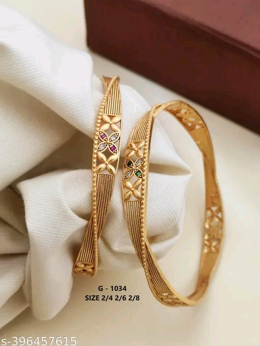 American Diamond Studded Gold Plated Bangles