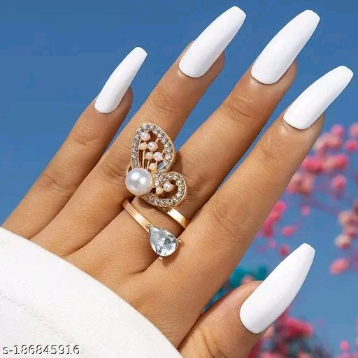 Gold Plated Half Butterfly inspired Stone Studded Cocktail Ring