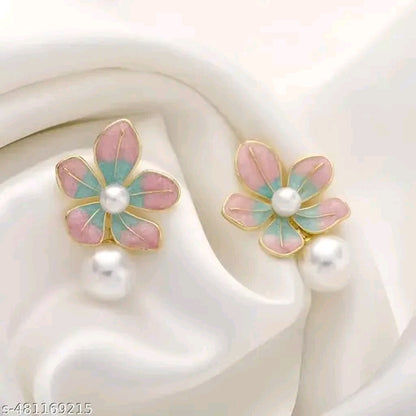 Korean Fashion Colored Enamel Flower Earring