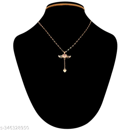 Ross Gold Love Heart Moving Angel Wing Pendant