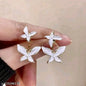 White color double Butterfly Korean Earring