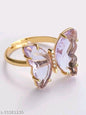 Gold Plated Purple Crystal Butterfly Ring
