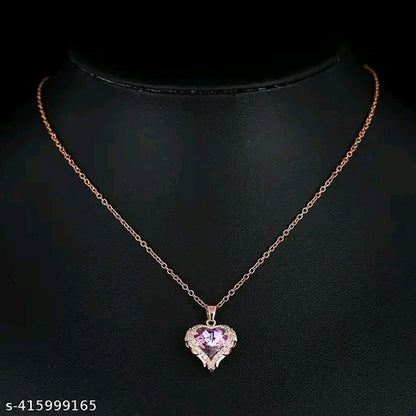 Luxury Style Ocean Love Heart Crystal Stone Pendant with Chain