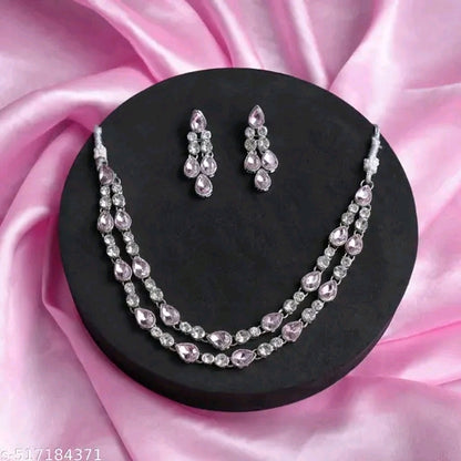 Luxury Two-Layer Silver Plated Bridal Statement Necklace