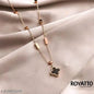 Four-Leaf Black Clover Pendant Chain