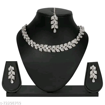 Rhodium Plated White Austrian Diamonds Jewellery Set