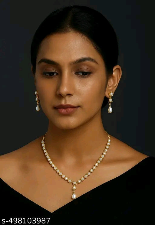 Pearl Single Line Necklace Set